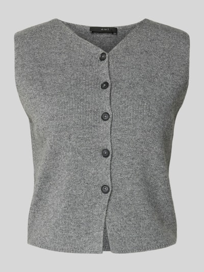 Oui Strickweste mit V-Ausschnitt Hellgrau Melange 2