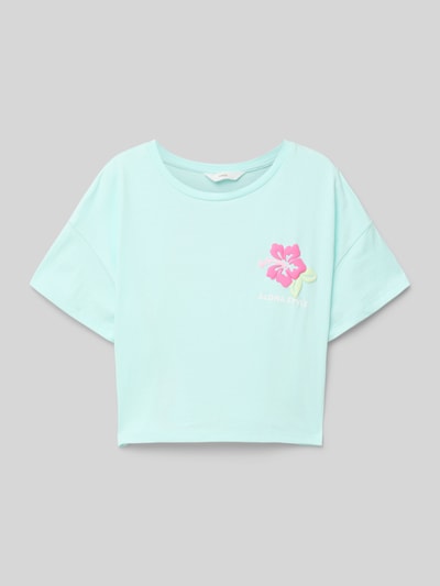 Mango T-Shirt mit Motiv-Print Tuerkis 1