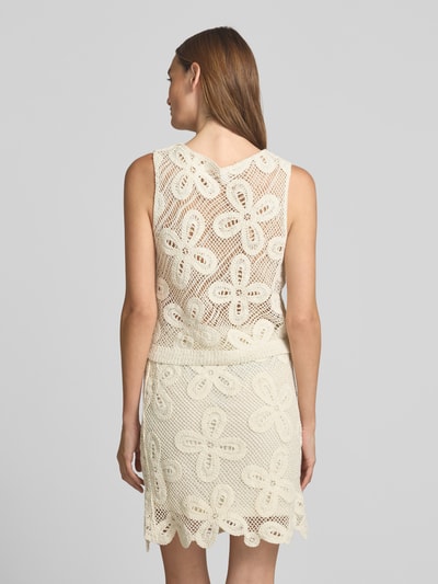 YAS Top z imitacji dzianiny z ażurowym wzorem model ‘ANULA’ Złamany biały 5