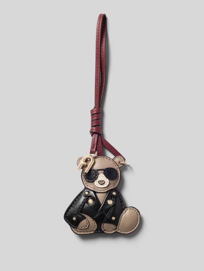 Produktfoto, Anhänger mit Nietenbesatz Modell 'Allegra' von FURLA im Teddy-Design, schwarz-beige mit goldfarbenen Details, Lederoptik, Damen Charm
