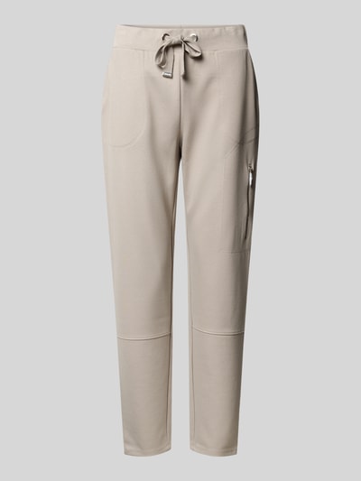 monari Stoffen broek van viscosemix met ritszak Taupe - 2