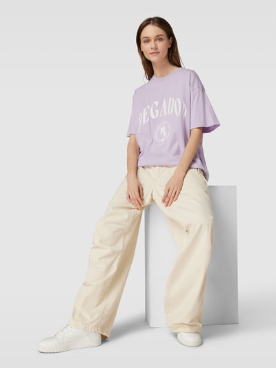 Pegador Oversized T-Shirt mit geripptem Rundhalsausschnitt Modell 'Solan' Lavender 1