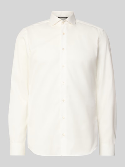 Produktfoto, Slim Fit Businesshemd aus Twill von Eterna in Creme, reine Baumwolle, Haifischkragen, Knopfleiste, blickdicht, feine Webstruktur