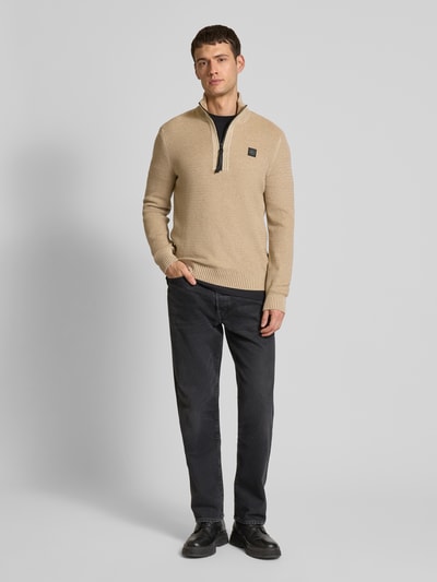 Lerros Gebreide pullover met opstaande kraag Beige - 1