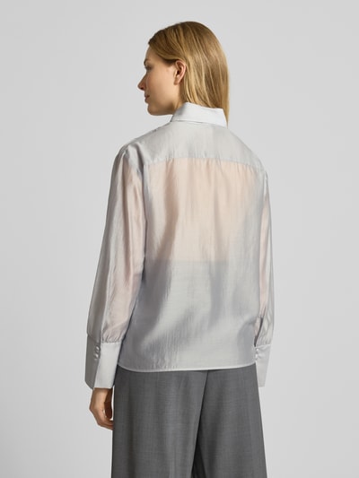 Stefanel Schluppenbluse aus Lyocell-Mix Modell 'BOW SHIRT' Hellgrau 5