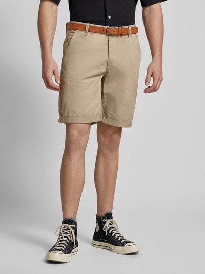 Redefined Rebel Regular Fit Bermudas mit Gürtel Modell 'MIKE' Beige 4