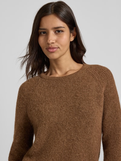 Fynch-Hatton Sweter z dzianiny z prążkowanymi wykończeniami Średniobrązowy melanż 3