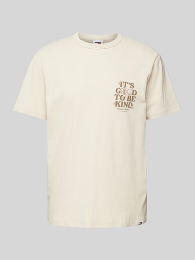 Tommy Jeans T-shirt z nadrukiem ze sloganem Beżowy 1