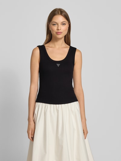 Guess Tanktop in riblook met labeldetail Zwart - 4