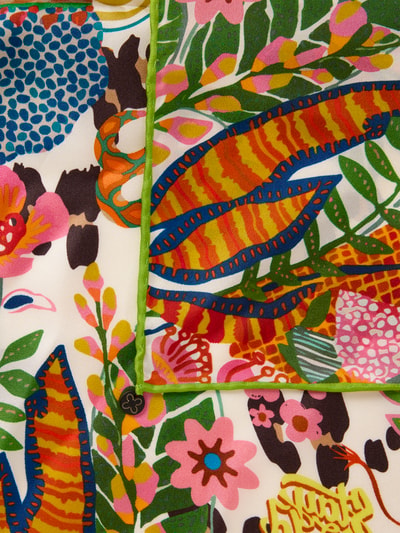 Productfoto, Seidentuch mit floralem Motiv-Print Modell 'Nicki' van Codello, pure zijde, vierkante fit, kleurrijk bloemenpatroon, 52x52 cm