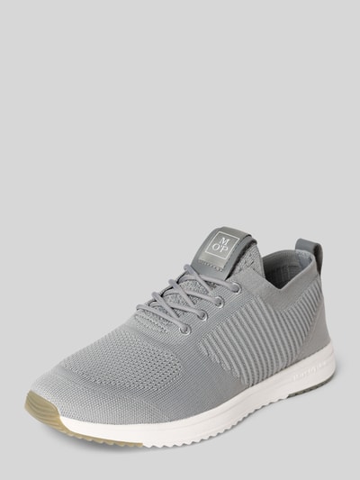 Productfoto, Low Top Sneaker met gestructureerd stretch-bovenmateriaal van Marc O’Polo, look: effen, punt van de schoen: afgerond, hakvorm: plat, applicatie: labelpatch, vetersluiting, zool: demping, materiaalverwerking: geweven structuur
