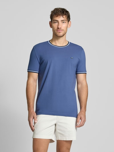 Christian Berg Men T-shirt met ribboorden Jeansblauw - 4