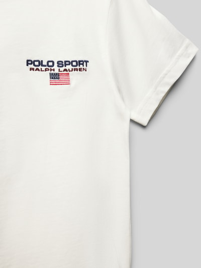 Polo Sport T-Shirt mit Label-Stitching Ecru 2