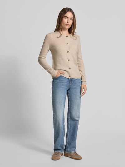 Christian Berg Woman Cardigan mit Rundhalsausschnitt und Knopfverschluss Beige Melange 1