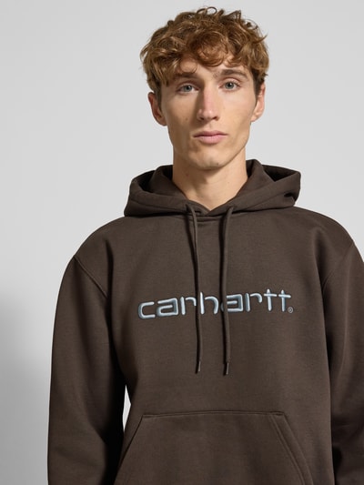 Carhartt Work In Progress Bluza z kapturem, wyhaftowanym logo i kieszenią kangurką Ciemnobrązowy 3