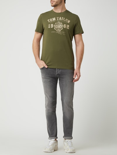 Tom Tailor T-shirt met logoprint  Olijfgroen - 1