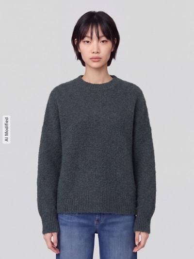 VERO MODA Oversized Pullover mit Woll-Anteil Modell 'BOOM' Dunkelgruen 4