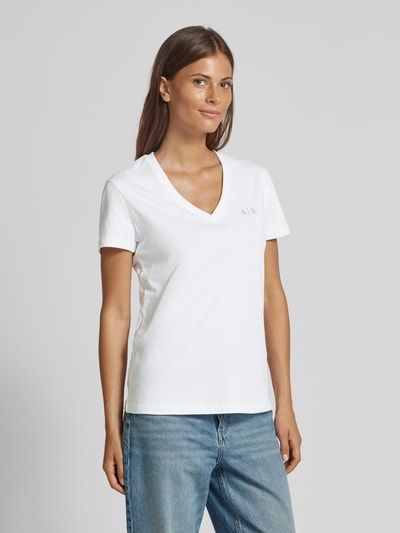 ARMANI EXCHANGE T-Shirt mit V-Ausschnitt Offwhite 4