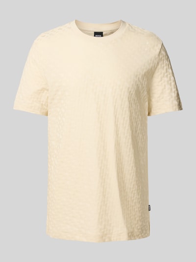 BOSS T-shirt met structuurmotief, model 'Thompson' Offwhite - 2