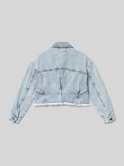 Blue Effect Cropped Jeansjacke mit Umlegekragen Hellblau 3