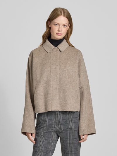 BOSS Boxy Fit Wolljacke mit verdeckter Knopfleiste Modell 'CAFETA' Mud Melange 4