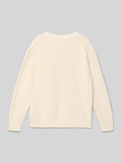 Calvin Klein Jeans Sweter z dzianiny z prążkowanymi wykończeniami Piaskowy 3