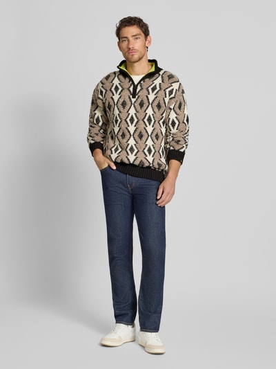 Scotch & Soda Strickpullover mit gerippten Abschlüssen Modell 'ARGYLES' Mittelbraun 1