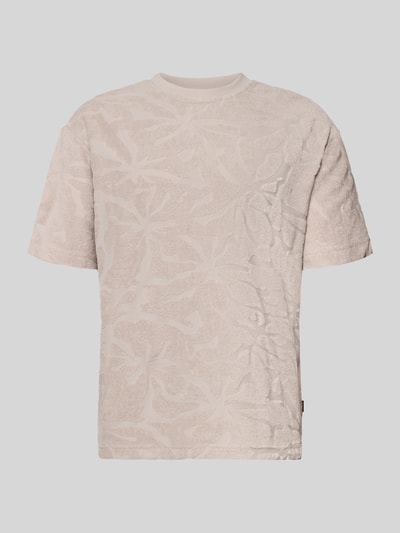 Produktfoto, Regular Fit T-Shirt aus Baumwoll-Mix Modell 'TE_FLOWER' von BOSS Orange mit Allover-Muster, strukturierte Frottee-Textur, Rundhals, kurzarm