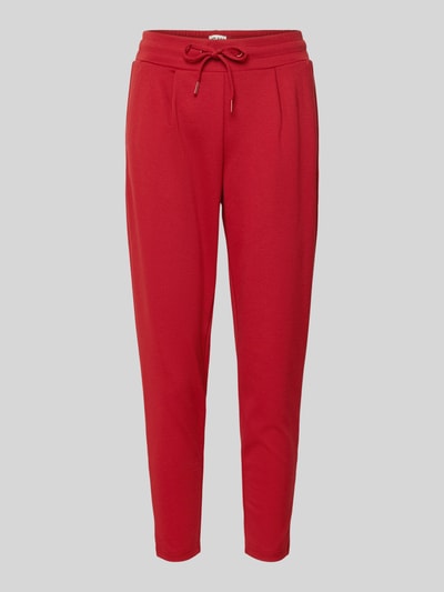 ICHI Joggingbroek met verkorte pasvorm en elastische band Rood - 2