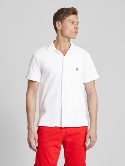 Polo Ralph Lauren Koszula casualowa o kroju slim fit z rękawem o dł. 1/2 Biały 4
