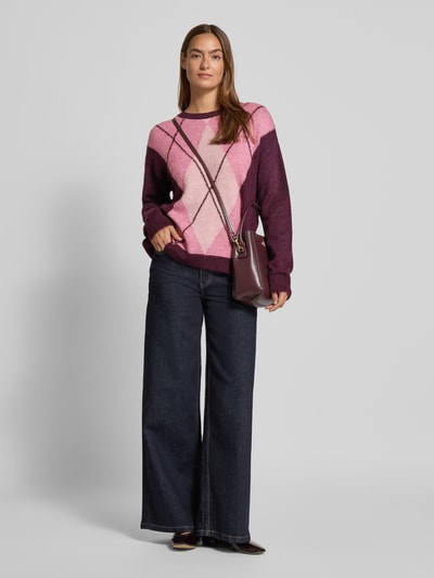 More & More Sweter o kroju relaxed fit z imitacji dzianiny Bordowy 1