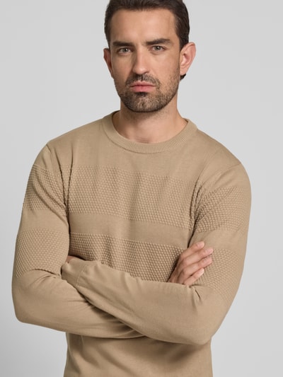 Lindbergh Gebreide pullover met ribboorden Zand - 3