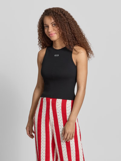 Karo Kauer Tanktop mit Rundhalsausschnitt und Label-Patch Black 4