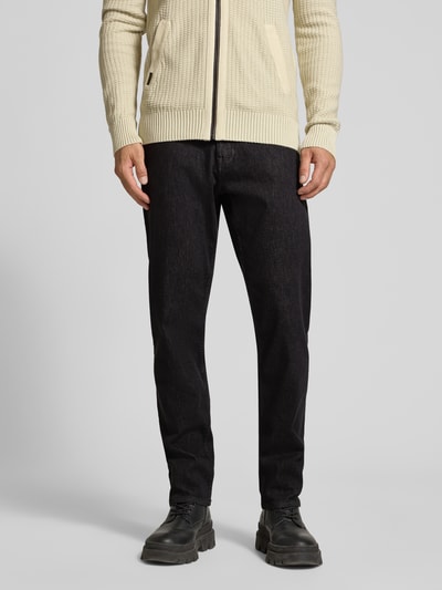 BOSS Orange straight fit jeans met gabardine-look Zwart - 4