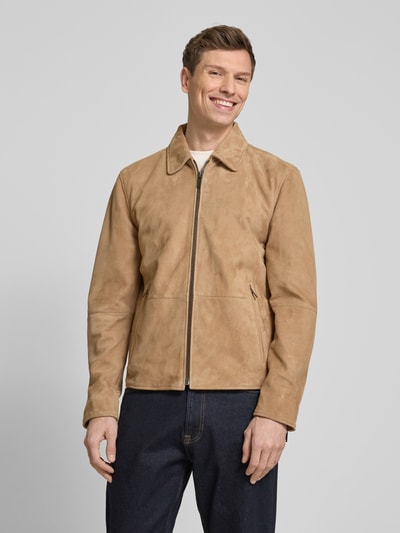 Strellson Leren blouson met zakken met rits, model 'CHADRON' Camel - 4