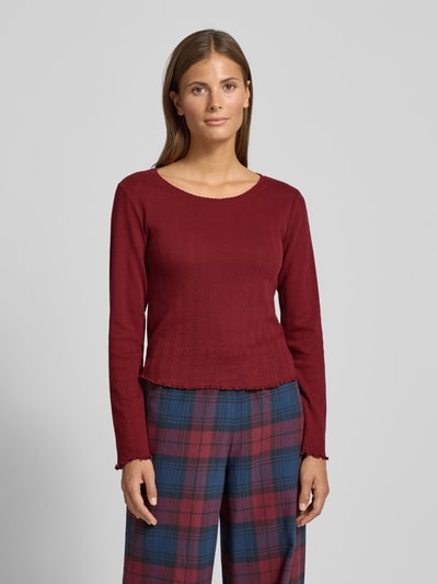 Jake*s Casual Pyjamabovendeel met ajourpatroon Bordeaux - 4