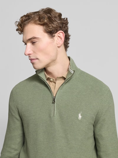 Polo Ralph Lauren Regular Fit Troyer mit Label-Stitching Lind Melange 3