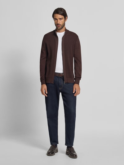 MCNEAL Strickjacke mit Stehkragen Schoko Melange 1