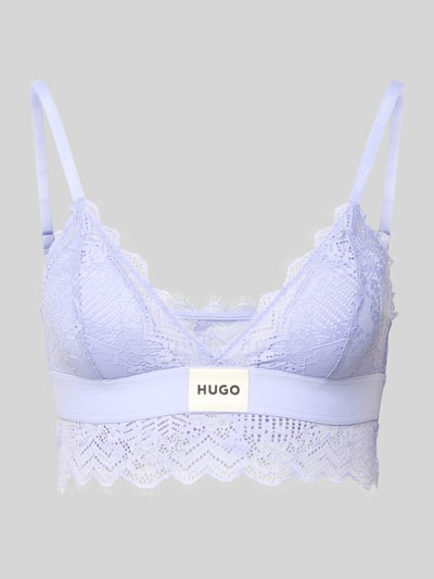 Produktfoto, Bralette aus Spitze von HUGO in Optik: Unifarben mit leicht wattiertem Cup-Detail, Label-Patch, elastischem Brustband und verstellbaren Spaghettiträgern, Materialverarbeitung: Spitze