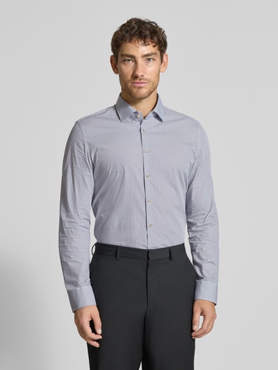 SEIDENSTICKER Slim fit zakelijk overhemd in all-over look model 'New Kent' Marineblauw - 4