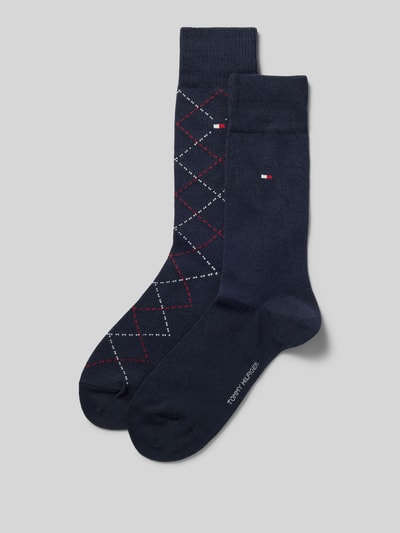 Produktfoto, Socken aus Baumwoll-Mix von Tommy Hilfiger in Dunkelblau, klassisches Rautenmuster, feine Struktur, Herren Socken