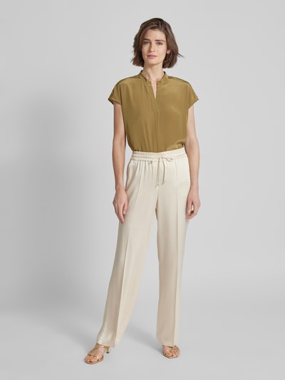 Luisa Cerano Blusenshirt in unifarbenem Design mit V-Ausschnitt Khaki 1