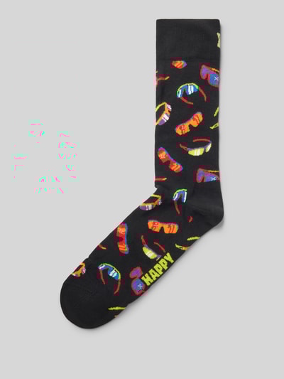 Happy Socks Socken mit Motiv-Stitching Modell 'GLASSES' Black 1