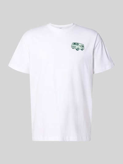 Produktfoto, T-Shirt mit Label-Print und Rundhalsausschnitt von The North Face aus reiner Baumwolle, weiß, Regular Fit, Label-Print vorne.