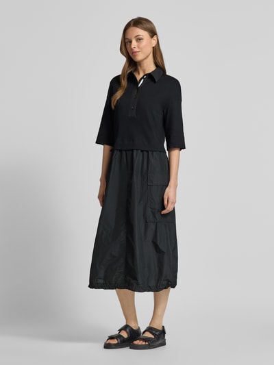 Marc Cain Midikleid mit Knopfleiste Metallic Black 1