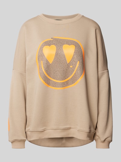 miss goodlife Sweatshirt mit Ziersteinbesatz Modell 'Heart' Sand 2