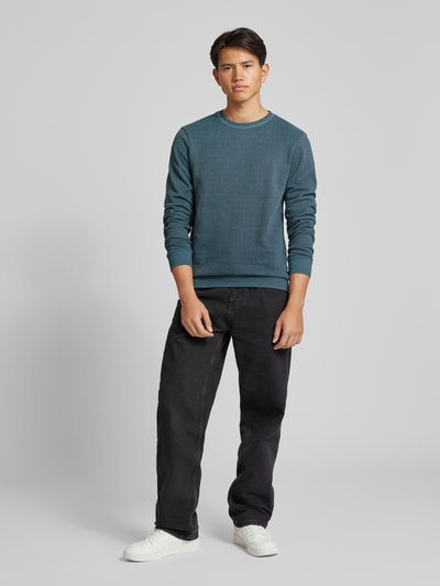 Blend Sweatshirt mit Strukturmuster Blau Melange 1