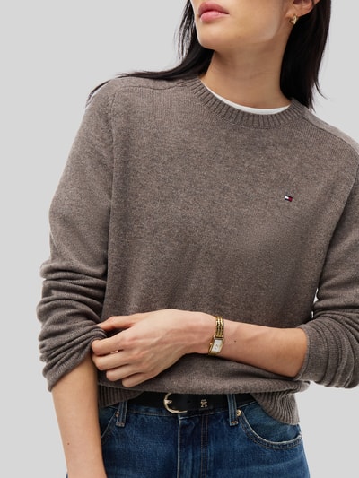 Tommy Hilfiger Slim Fit Pullover aus reiner Wolle Taupe 3