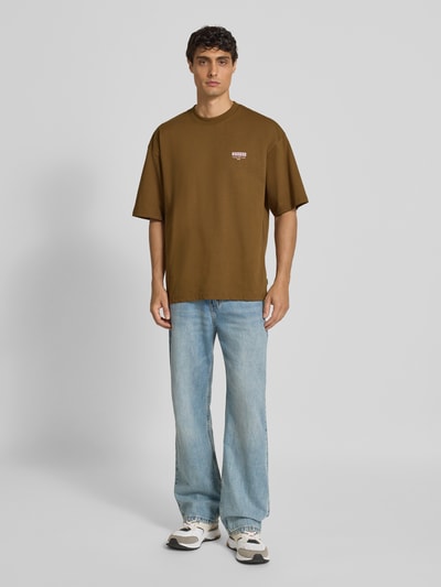 WOODBIRD T-Shirt mit Label-Print Dunkelbraun 1