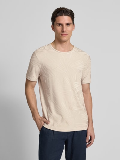 Cinque T-shirt met lyocell en labeldetail, model 'Jacko' Beige - 4